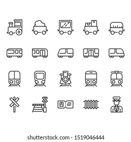 Train stations related outline icon set