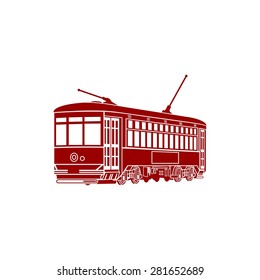 train streetcar logo vector icon template