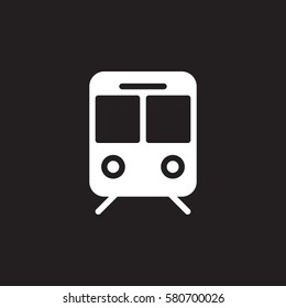 Train, subway icon vector, filled flat sign, solid white pictogram isolated on black. Symbol, logo illustration