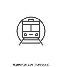 Train subway outline icon. linear style sign for mobile concept and web design. Metro simple line vector icon. Symbol, logo illustration. Pixel perfect vector graphics