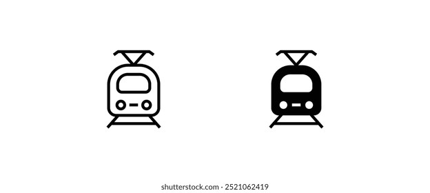 Zug U-Bahn Eisenbahn Fracht, Metro-Symbol-Taste, Vektor, Zeichen, Logo, Illustration, editierbarer Strich, flacher Designstil einzeln auf Weiß