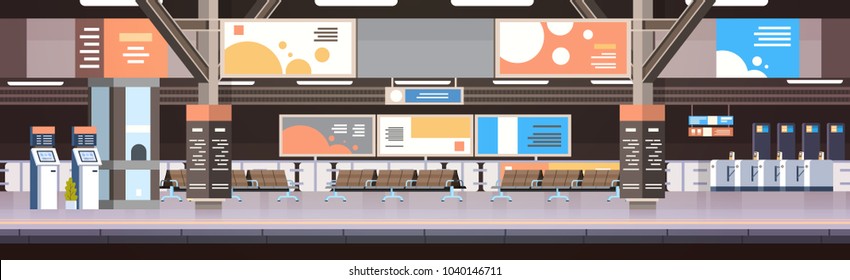 Train Subway Or Railway Station Interior Empty Platform With No Passengers Transport And Transportation Concept Flat Vector Illustration