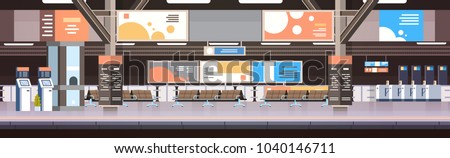 Train Subway Or Railway Station Interior Empty Platform With No Passengers Transport And Transportation Concept Flat Vector Illustration