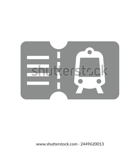 Train or subway ticket vector. Simple glyph icon.