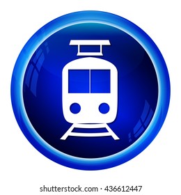 Train symbol button, icon vector illustration