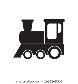 Train symbol icon, old locomotive silhouette, sign vector illustration