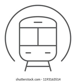 Train thin line icon, railway and travel, subway sign, vector graphics, a linear pattern on a white background, eps 10.