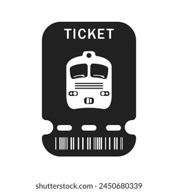 Train ticket black vector. Railway ticket vector. Booking a ticket for travel. Tourist train ticket. Boarding pass black icon. Passenger registration document, train pass.