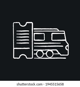 Train ticket chalk icon. Holiday tourism, vacation trip. Tour agency service. Isolated vector outline illustrations.