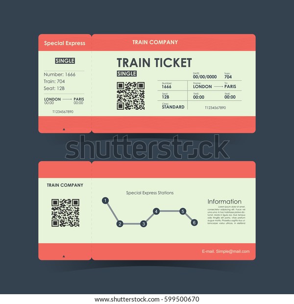Train ticket\
concept design. Vector\
illustration.