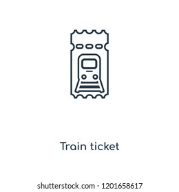 Train ticket concept line icon. Linear Train ticket concept outline symbol design. This simple element illustration can be used for web and mobile UI/UX.