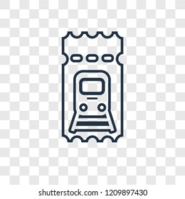 Train ticket concept vector linear icon isolated on transparent background, Train ticket concept transparency concept in outline style