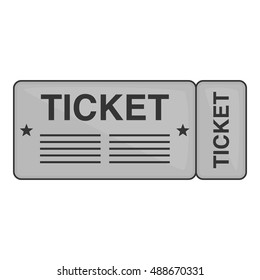 Train ticket icon in black monochrome style isolated on white background. Way symbol vector illustration