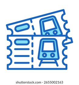 Icono de billete de tren azul Ilustración vectorial