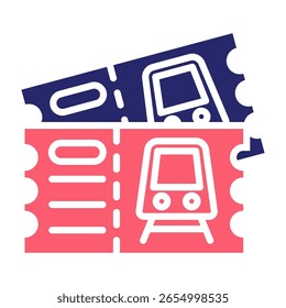 Ilustración vectorial de llenado de iconos de boletos de tren