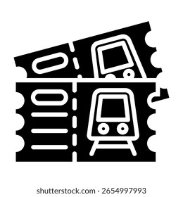 Ilustración vectorial de glifo de icono de billete de tren