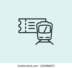 Train ticket icon line isolated on clean background. Train ticket icon concept drawing icon line in modern style. Vector illustration for your web mobile logo app UI design.