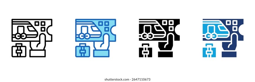Icono de boleto de tren Multi Style Ilustración vectorial