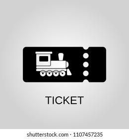 Train ticket icon. Train ticket symbol. Flat design. Stock - Vector illustration