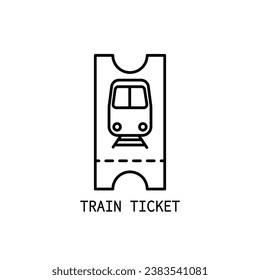 Train ticket icon. Thin line train ticket icon from travel and trip collection. Outline vector isolated on white background. Editable train ticket symbol can be used web and mobile