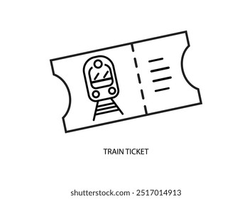 train ticket icon. Thin line train ticket icon from travel and trip collection. Outline vector isolated on white background. Editable train ticket symbol can be used web and mobile