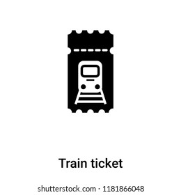 Train ticket icon vector isolated on white background, logo concept of Train ticket sign on transparent background, filled black symbol