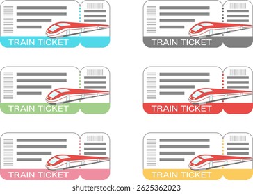 Conjunto de ilustración de ticket de tren 01