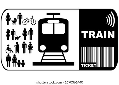 Zugticket einzeln auf weißem Hintergrund