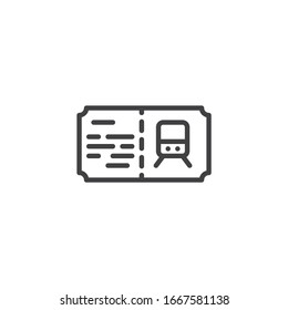 Train ticket line icon. linear style sign for mobile concept and web design. Railway boarding pass outline vector icon. Symbol, logo illustration. Vector graphics