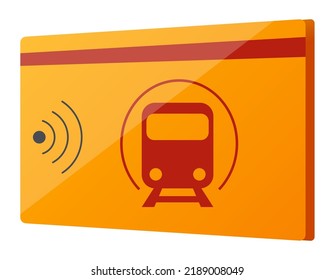 Train ticket - modern flat design style single isolated object. Neat detailed image of plastic card. Platform, departure station, railroad, subway, destinations, wifi and modern city transport idea