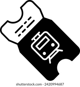 train ticket solid glyph vector illustration
