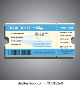 train ticket for traveling by train in the business class. vector illustration