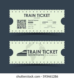 Train ticket vintage concept design. Vector illustration.