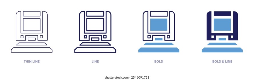 Train tickets icon in 4 different styles. Thin Line, Line, Bold, and Bold Line. Duotone style. Editable stroke.