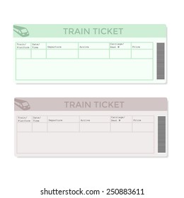 Train tickets in two versions light color. Vector illustration.