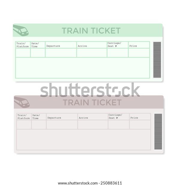 Train tickets in two versions light color.
Vector illustration.