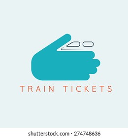 train tickets vector design template with hands