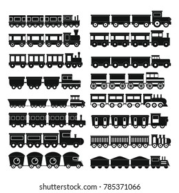 Train toy children icons set. Simple illustration of 16 train toy children vector icons for web