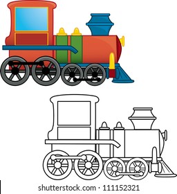 Train Toy. Coloring Book. Vector.