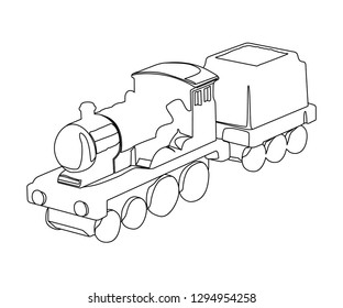 train toy contour vector illustration