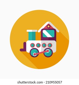 Train toy flat icon with long shadow,EPS 10
