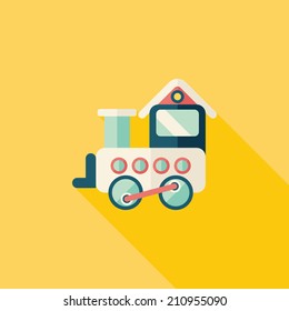 Train toy flat icon with long shadow,EPS 10
