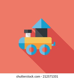 Train toy flat icon with long shadow,EPS 10