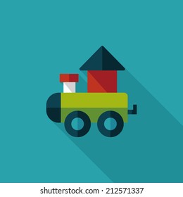 Train toy flat icon with long shadow,EPS 10