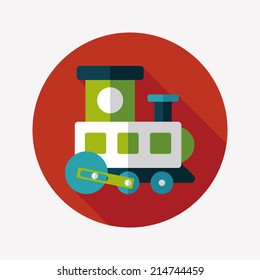 Train toy flat icon with long shadow,EPS 10