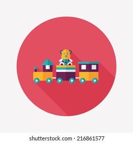 Train toy flat icon with long shadow,EPS 10