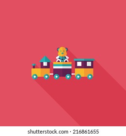 Train toy flat icon with long shadow,EPS 10