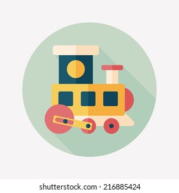 Train toy flat icon with long shadow,EPS 10