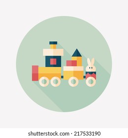 Train toy flat icon with long shadow,EPS 10