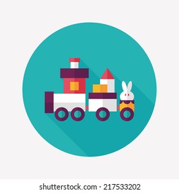 Train toy flat icon with long shadow,EPS 10